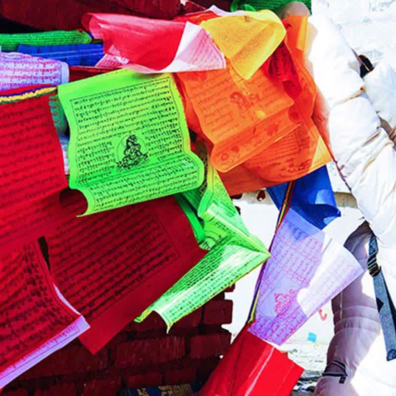 Buddha Stones Tibetan 5 Colors Windhorse Auspicious Outdoor 25 Pcs Prayer Flag - image 10