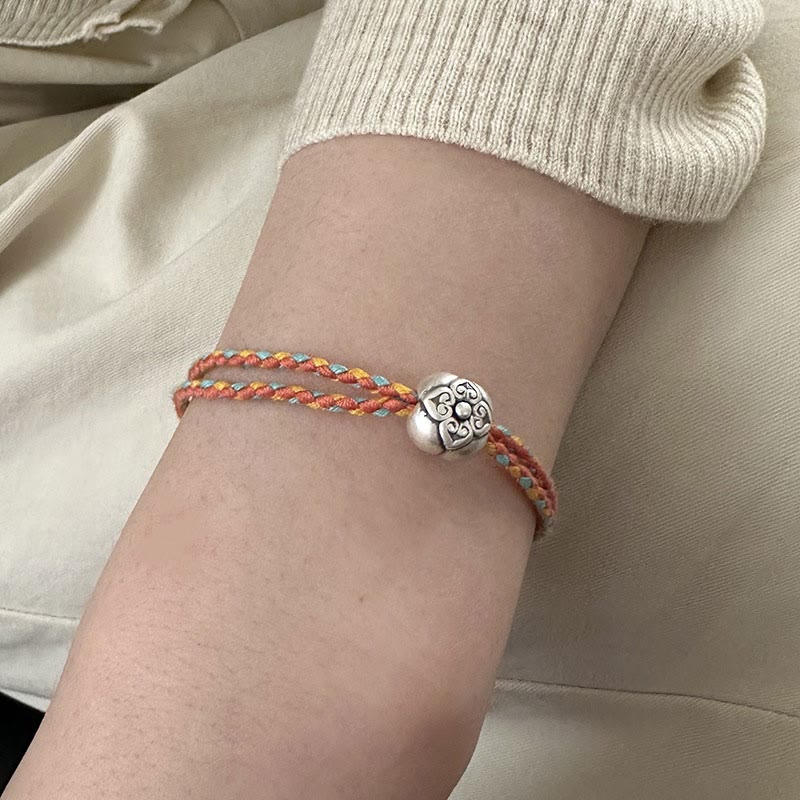 Buddha Stones 999 Sterling Silver Persimmon Luck Multicolored Braided Bracelet - image 14