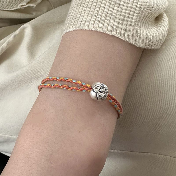 Buddha Stones 999 Sterling Silver Persimmon Luck Multicolored Braided Bracelet - image 14
