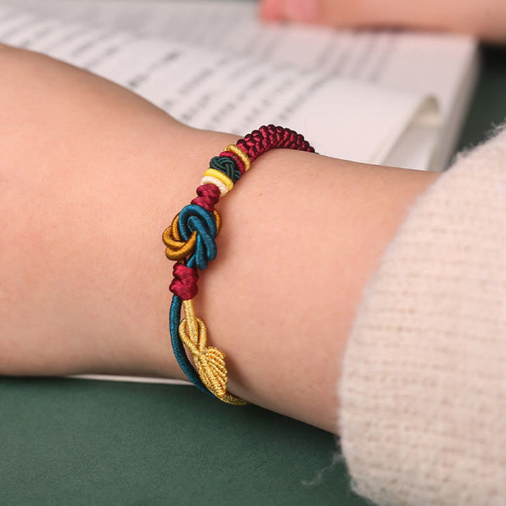 Buddha Stones Tibetan Handmade Mandala Knot Leaf Luck Rope Bracelet - image 4