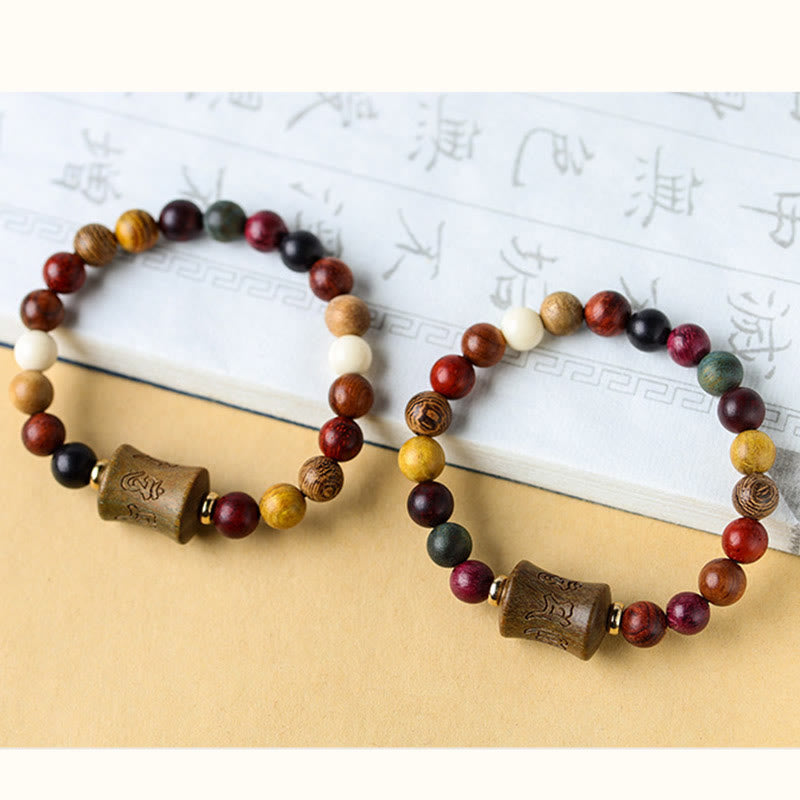 Buddha Stones Tibet Multicolored Sandalwood Om Mani Padme Hum Protection Bracelet - image 12