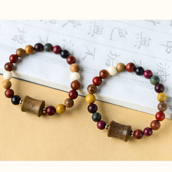 Buddha Stones Tibet Multicolored Sandalwood Om Mani Padme Hum Protection Bracelet - image 12