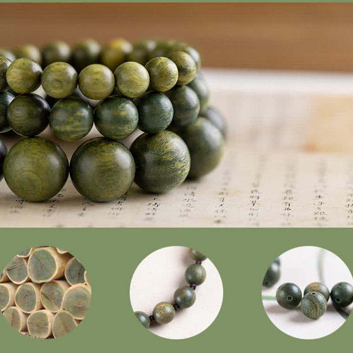 Buddha Stones Tibetan Green Sandalwood Soothing Cure Bracelet - image 24