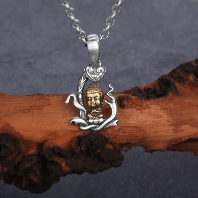 Buddha Stones 925 Sterling Silver Zen Buddha Ruyi Handle Compassion Necklace Pendant - Buddha Symbol(Compassion♥Serenity) - image 0