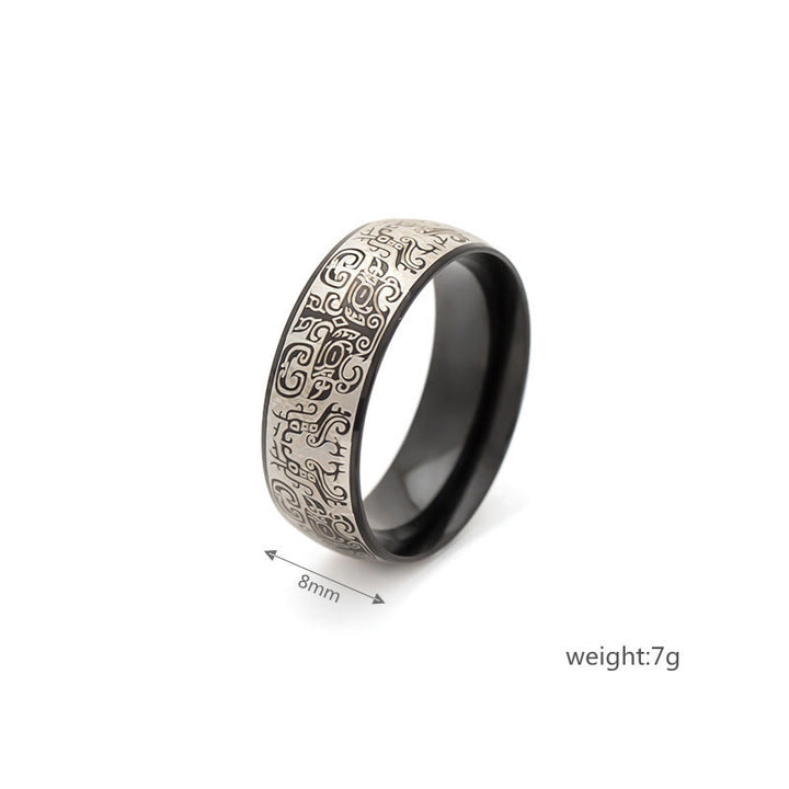 Buddha Stones Lucky Mythological Creature Taotie Wealth Titanium Steel Ring - image 8