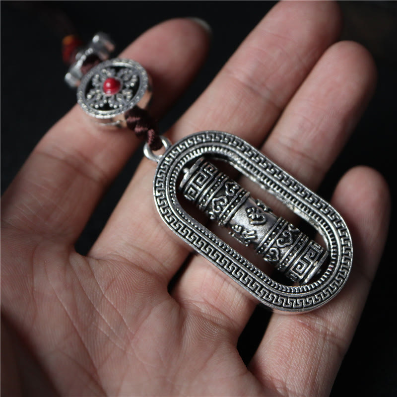 Buddha Stones Tibet Om Mani Padme Hum Prayer Wheel Peace Rotatable Car Hanging Decoration - image 9