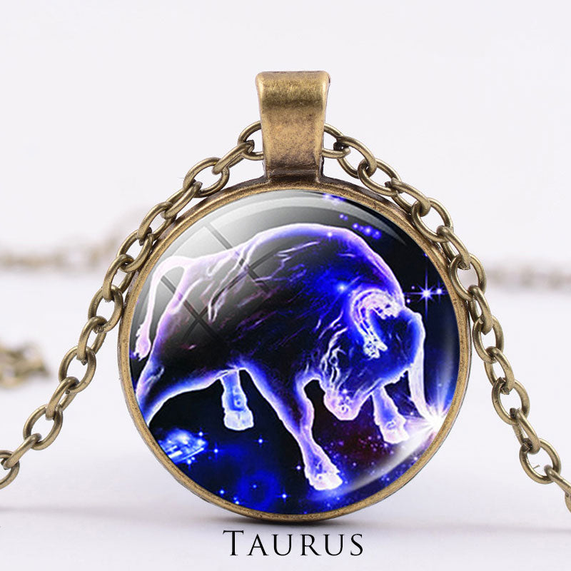 12 Constellations of the Zodiac Moon Starry Sky Protection Blessing Necklace Pendant - image 36