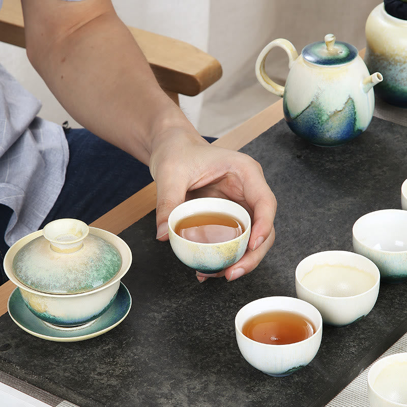 Buddha Stones Creative Green Ceramic Teacup Kung Fu Tea Cups - image 15