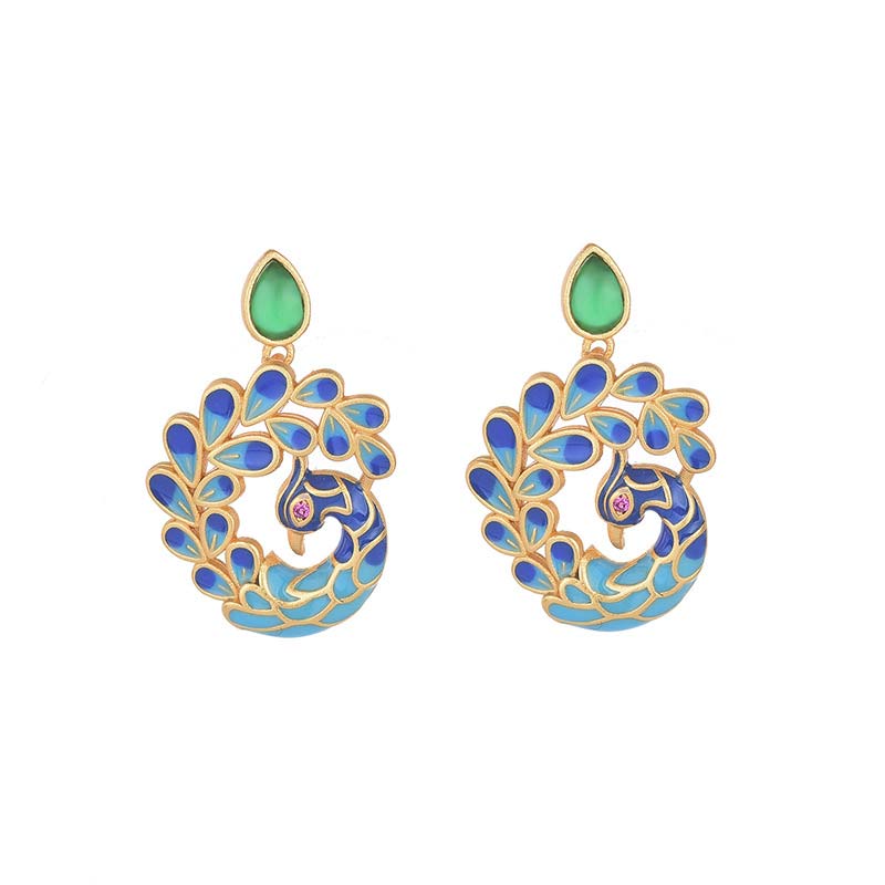 Natural White Peacock Green Agate Fortune Earrings - Green Agate&Chalcedony - image 0