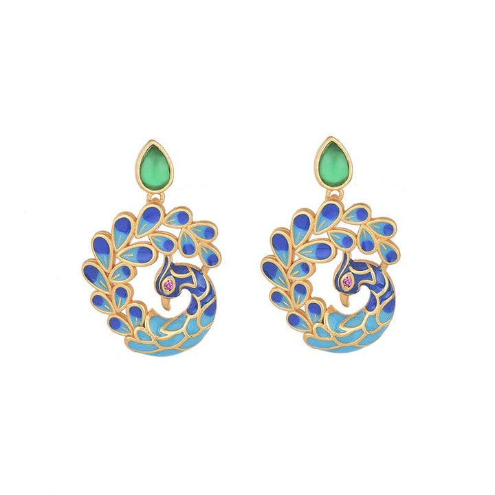 Natural White Peacock Green Agate Fortune Earrings - Green Agate&Chalcedony - image 0