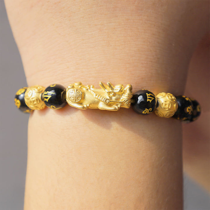 Buddha Stones FengShui PiXiu Obsidian Wealth Bracelet - image 9