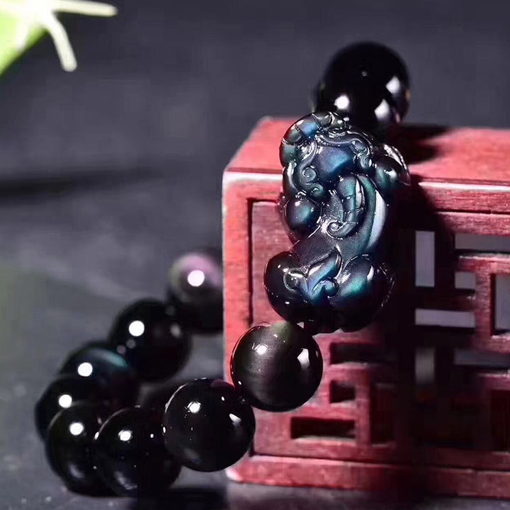 Buddha Stones FengShui PiXiu Rainbow Obsidian Luck Bracelet - image 2