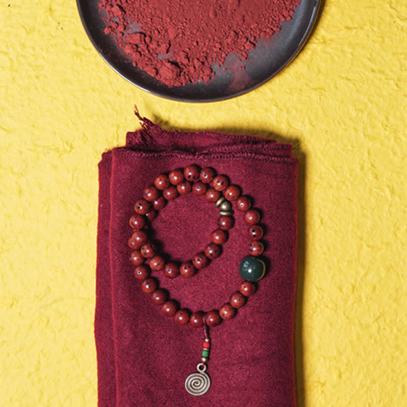 Buddha Stones Bodhi Seed Cyan Jade Copper Peace Luck Bracelet - image 10