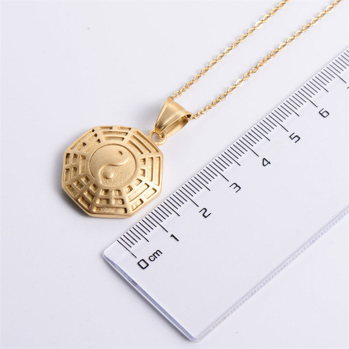 Buddha Stones Bagua Yin Yang Titanium Steel Balance Necklace Chain Pendant - image 5