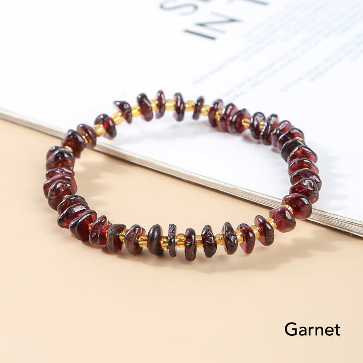 Buddha Stones Natural Irregular Shape Stone Crystal Meditation Balance Bracelet - Garnet - image 4