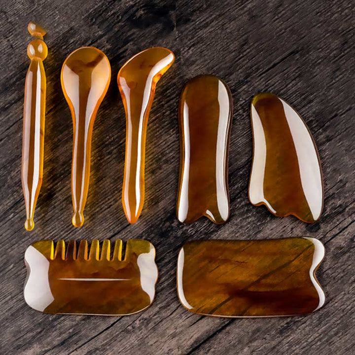 Resin Gua Sha Facial Whole Body Massage Comb Tool Set - image 3