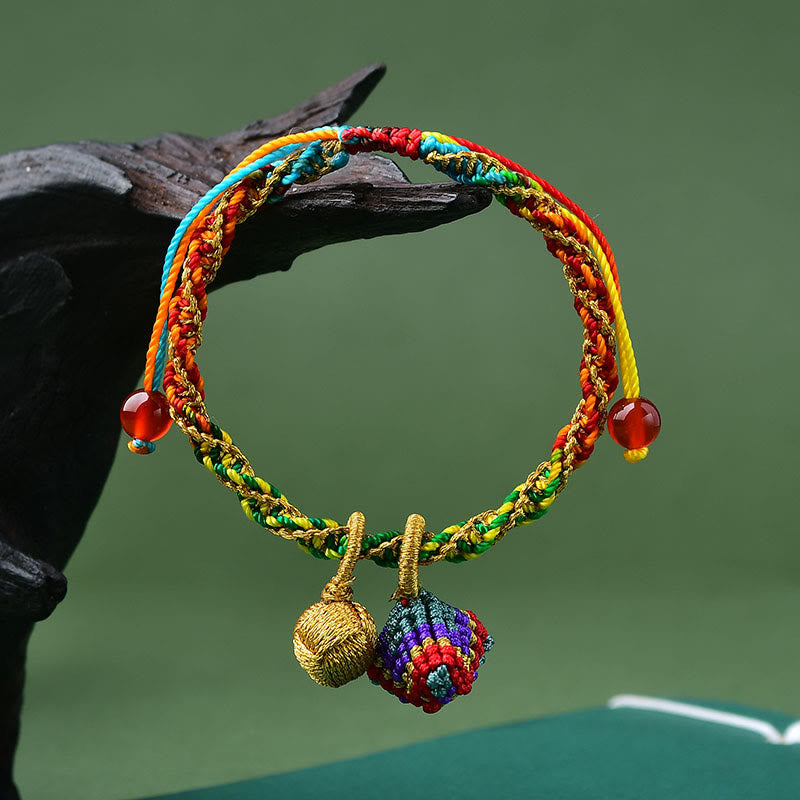 Buddha Stones Colorful Rope Luck Handcrafted Zongzi Charm Bracelet - image 1