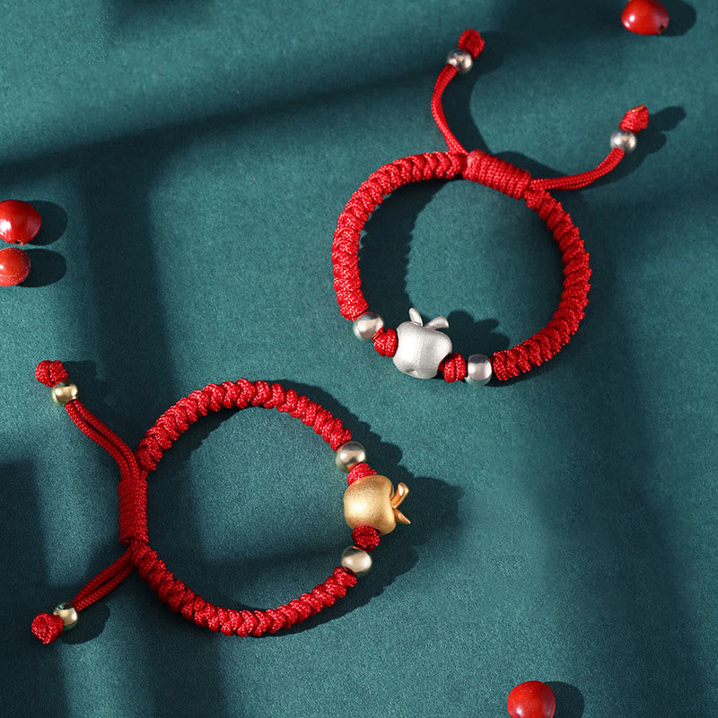 Buddha Stones 999 Sterling Silver Apple Red Multicolored Rope Luck Protection Handcrafted Kids Bracelet - image 4