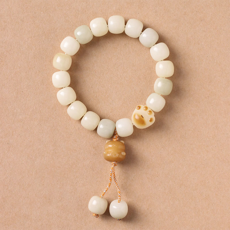 Buddha Stones Lucky Cat Bodhi Seed Cat Paw Peace Bracelet - Bodhi Seed Yellow Cat - image 8