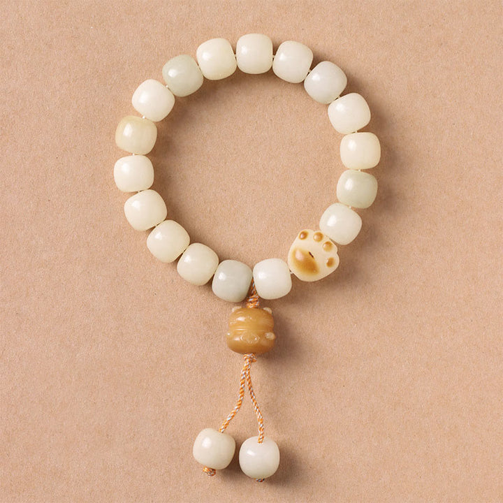 Buddha Stones Lucky Cat Bodhi Seed Cat Paw Peace Bracelet - Bodhi Seed Yellow Cat - image 8