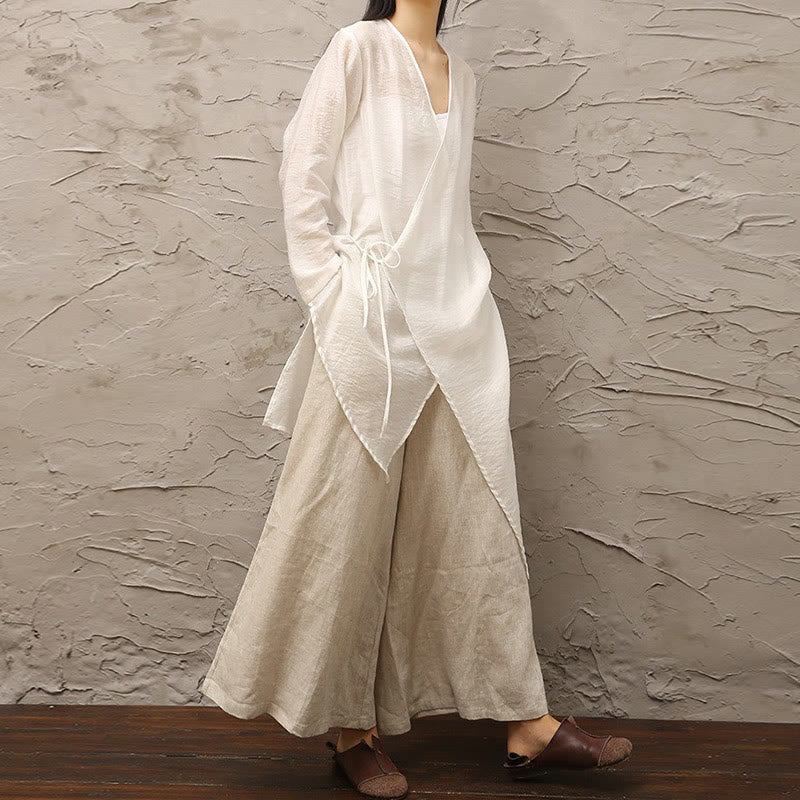 Buddha Stones Simple White Beige Pattern Meditation Spiritual Zen Practice Yoga Clothing Women's Clothes - image 0