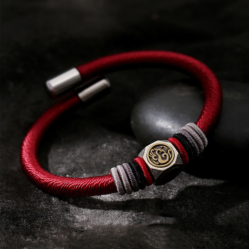Buddha Stones 925 Sterling Silver Perfect Knot King Kong Knot Faith Strength Bracelet - Perfect Knot-Dark Red(Bracelet Size 21cm) - image 2