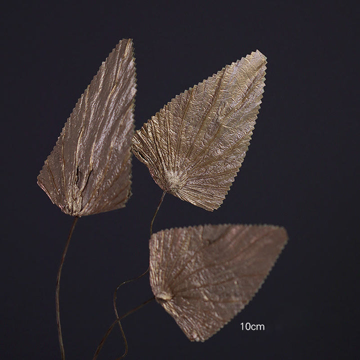 Natural Dried Triangle Lotus Leaf Stemmed Plant Bouquet Home Decoration Ornaments - 10 Brown Leaves - image 2