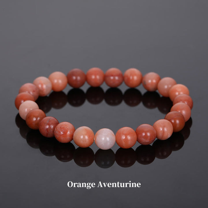 Buddha Stones Natural Stone Quartz Healing Beads Bracelet - 8mm - Orange Aventurine - image 48