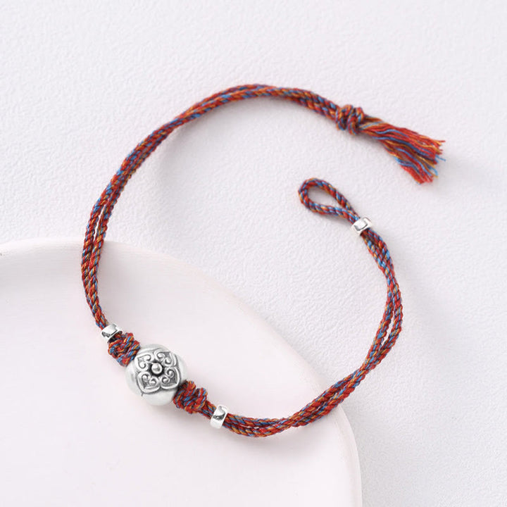 Buddha Stones 999 Sterling Silver Persimmon Luck Multicolored Braided Bracelet - image 20