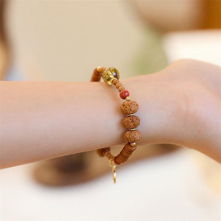 Buddha Stones Tibetan Bodhi Seed Black Onyx Smoky Quartz Om Mani Padme Hum Fu Character Wealth Bracelet - image 6