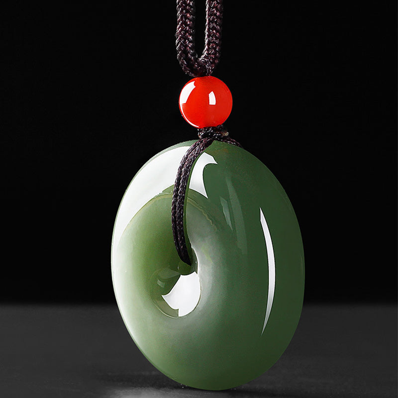 Buddha Stones Natural Round Jade Peace Buckle Prosperity Necklace String Pendant - image 7