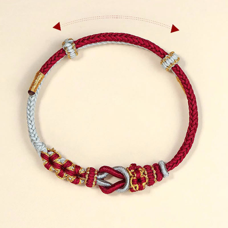 Buddha Stones Handmade Peach Blossom Knot Eight Thread Peace Knot Luck Protection Bracelet - image 9