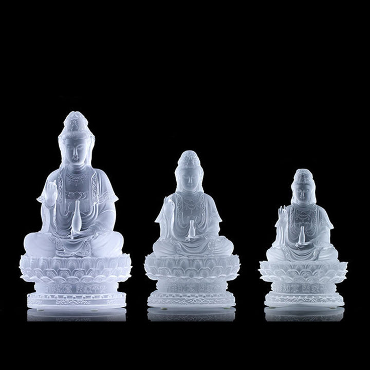 Buddha Stones Kwan Yin Avalokitesvara Handmade Figurine Liuli Crystal Art Piece Wealth Statue Home Offering Decoration - image 12