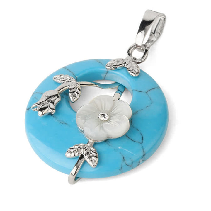 Buddha Stones Various Crystal Amethyst Green Aventurine Flower Healing Necklace Pendant - Blue Turquoise - image 37