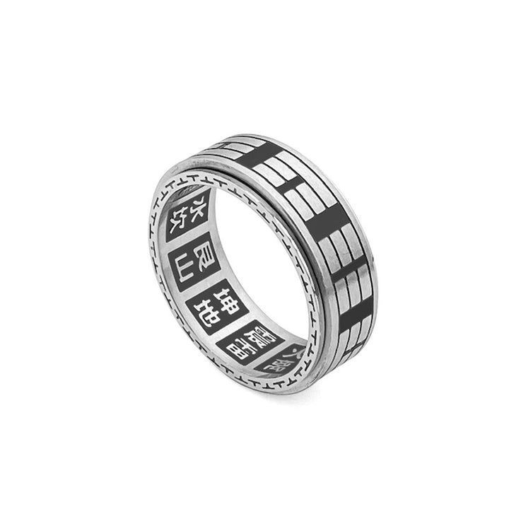 Buddha Stones Bagua Yin Yang Titanium Steel Balance Rotatable Ring - image 15