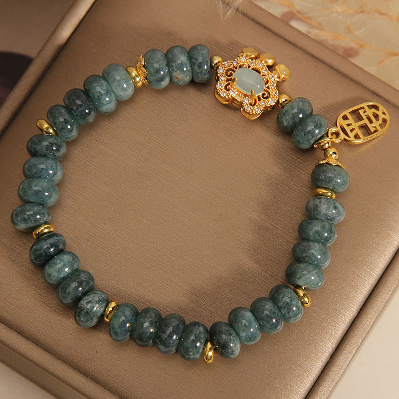 Buddha Stones Natural Jade Chinese Lock Charm Peace Luck Abundance Bracelet - image 4
