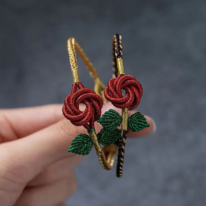 Buddha Stones Rose Flower Rope Eight Thread Peace Knot Luck Handmade Bracelet - image 14