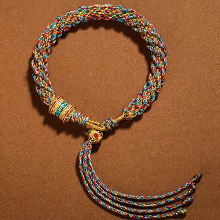 Buddha Stones Tibetan Handmade Luck Thangka Prayer Wheel Charm Weave String Bracelet - image 6