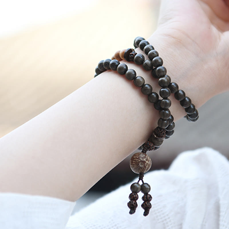 Buddha Stones Tibetan Sandalwood Protection Charm Mala Bracelet - Triple Wrap Bracelet(17cm) - 10mm - image 6