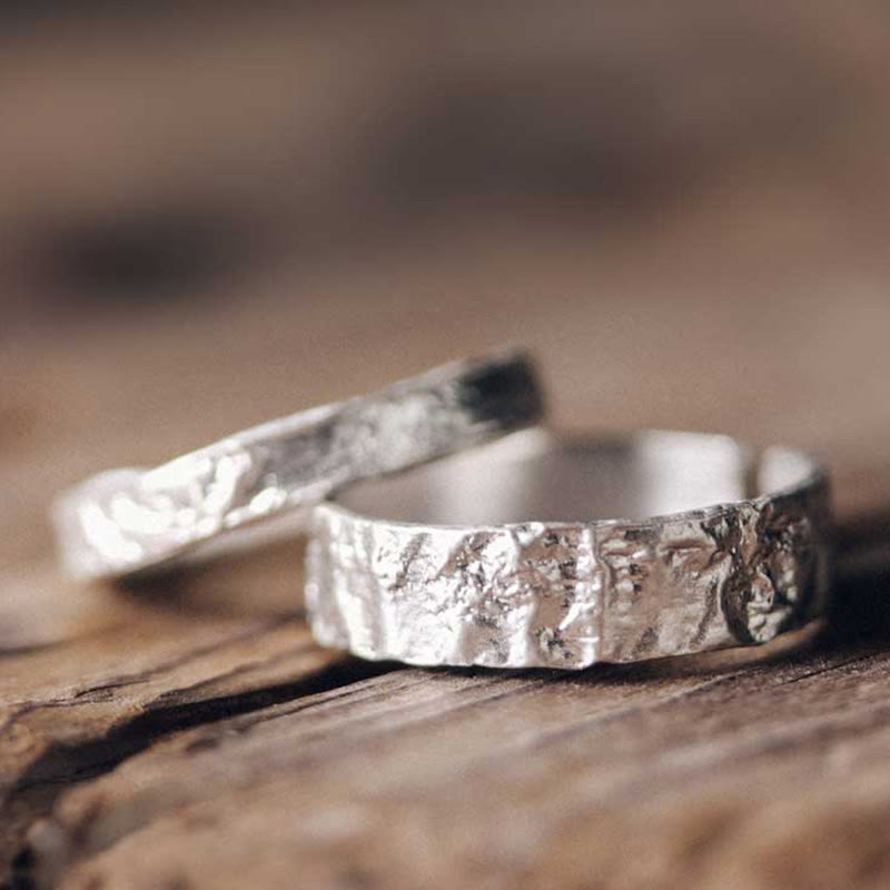 Buddha Stones 925 Sterling Silver Simple Design Blessing Couple Ring - image 1