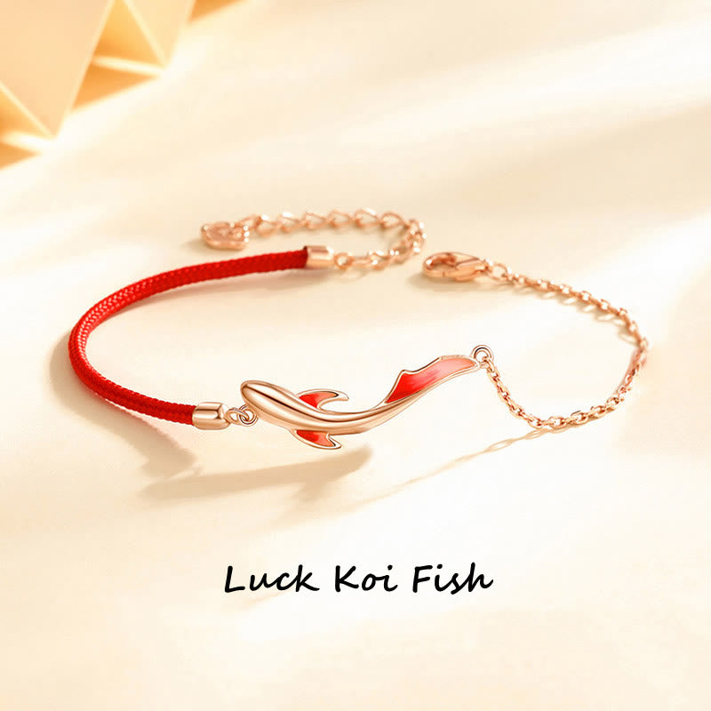 Buddha Stones 925 Sterling Silver Luck Koi Fish Lotus Star Braided Red String Bracelet - Luck Koi Fish(Bracelet Size 16+3cm) - image 0