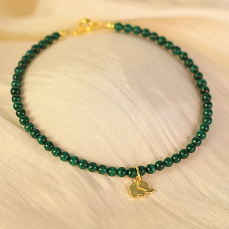 Buddha Stones Natural Malachite Elephant Anti-Anxiety Charm Bracelet - image 13