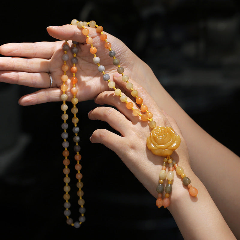 Buddha Stones Tibetan Golden Silk Jade Wealth Pendant Necklace - 1 - image 0