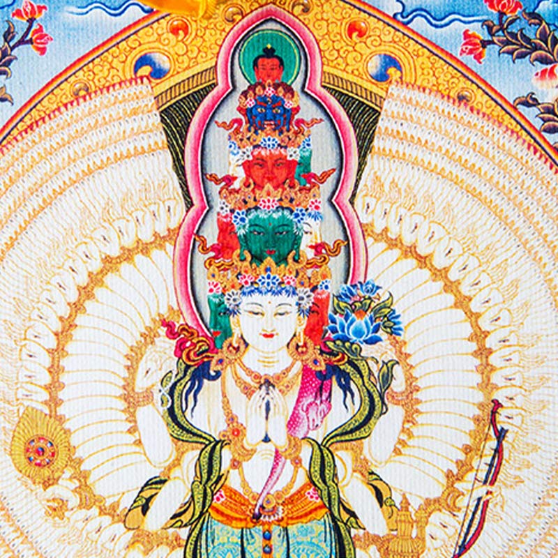 Buddha Stones Tibetan Thousand-handed Avalokitesvara Framed Thangka Blessing Decoration - image 10