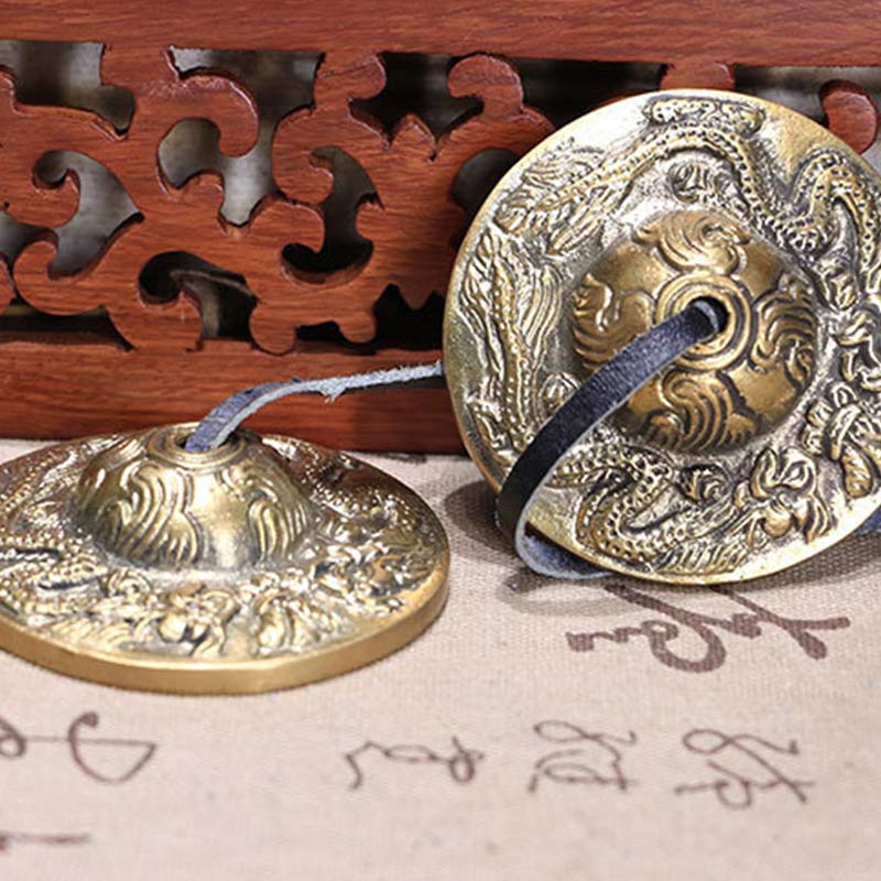 Buddha Stones Tibetan Tingsha Bell Six True Words Dragon Copper Balance Decoration With Bag - image 15