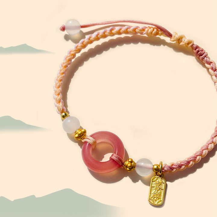 Buddha Stones Peace And Joy Agate Peace Buckle Auspicious Handmade Braided Bracelet - image 5