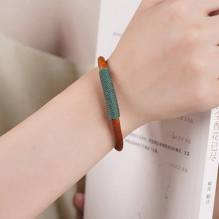 Buddha Stones Tibetan Leather Handmade Five Elements Luck Braid String Buckle Bracelet - image 5