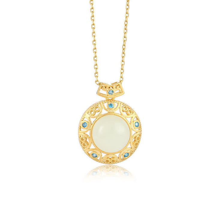 925 Sterling Silver Green Chalcedony Hetian White Jade Strength Necklace Pendant - image 8
