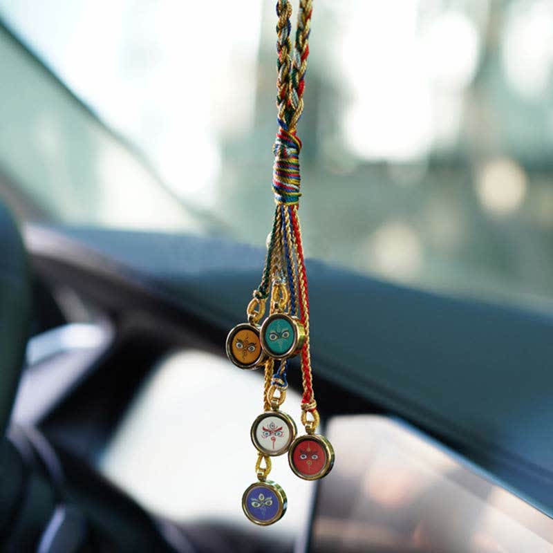 Tibet Handmade Five God Of Wealth Thangka Protection Wall Car Hanging Decoration - image 2