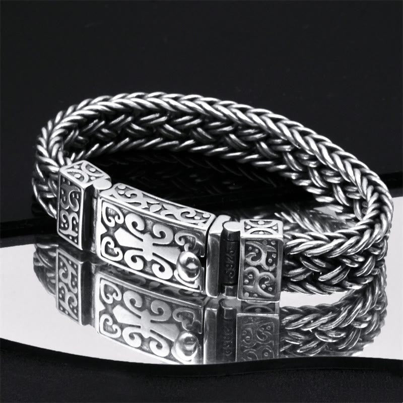 Buddha Stones Retro Vine Totem Pattern Braided Healing Chain Bracelet - image 1